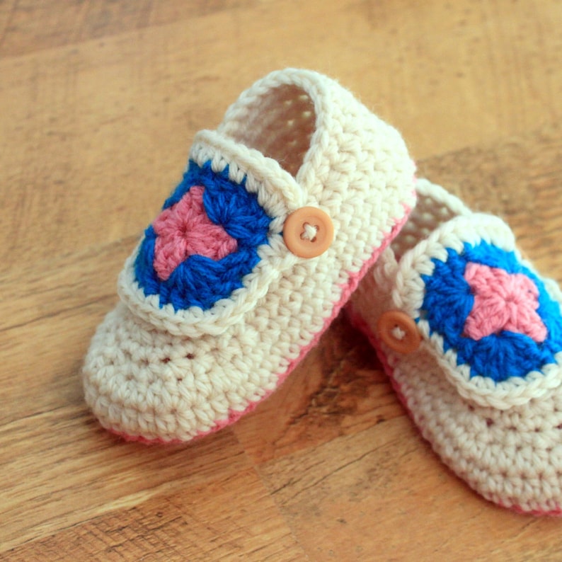 Instant Download Crochet Pattern Granny Square Booties Newborn to 18 mo image 3