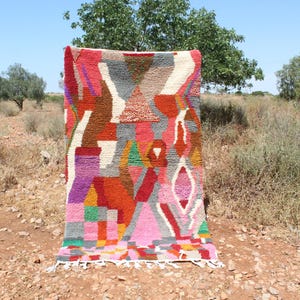 Antique Handwoven Berber Rug: Authentic Moroccan Wool Carpet