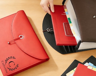 Personalisierter Lederakkordeon-Aktenordner - Multi-Layer-Dokumentenorganizer, Business-Aktenhalter mit großer Kapazität, individuelles Bürogeschenk