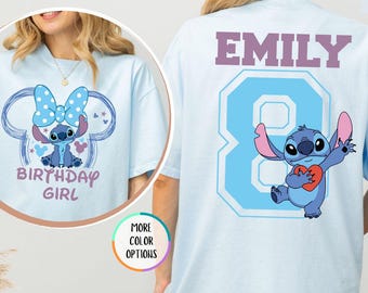 Comfort Colors® Custom Disney Stitch Shirt, Birthday Girls Gift, Disneyland Vacation, Stitch Family Birthday Crew, Birthday Trip Shirt