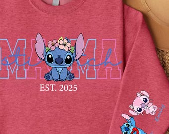 Custom Disney Mama Sweatshirt, Mama Est with Kid Name on Sleeve Hoodie, Mother's Day Gift, Grandma Sweat, Mickey And Co, Mom Birthday Gift