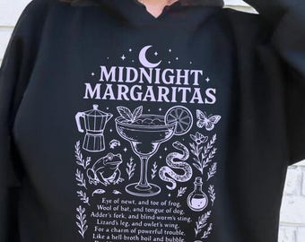 Witchy Sweatshirt, Midnight Margaritas Gift, Spooky Vibes Hoodie, Margarita Lover Gift, Witchy Woman Sweat, Cute Mom Gift, Girls Trip Hoodie