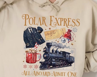 Sudadera Polar Express, regalo de viaje familiar de Navidad, sudadera con capucha con ambiente navideño, regalo de Navidad, Feliz Navidad, sudadera con tren navideño
