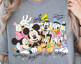 Comfort Colors® Mickey And Friends Signature Shirt, Disney Mickey & Co Gift, Girls Group Trip Shirt, Family Vacation, Disneyland Woman Gift