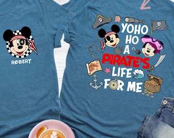 Custom Disney Pirates of Caribbean Shirt, Mickey and Minnie Pirate Tee, Disney Cruise Kids Gift, Pirates Life, Disneyland Toddler Trip Shirt