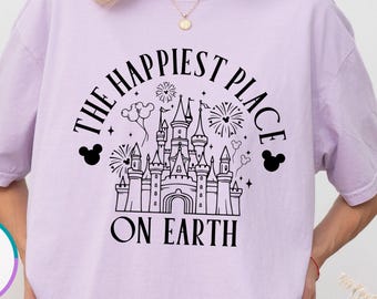 Comfort Colors® Happiest Place on Earth Shirt, Magical Castle Tee, Disneyworld Trip Gift, Mickey Minnie, Family Vacation, Disney Girls Trip