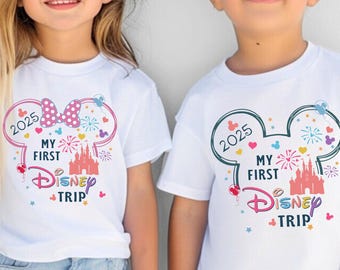 My First Trip to Disney Shirt, Custom Disney Trip 2025, Disneyland Toddler Gift, Kids Birthday Shirt, Mickey & Friends, Disneyworld Vacation