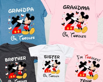 Personalized I'm Twodles Birthday Shirt, Disney 2nd Birthday Tee, Matching Family Gift, Mickey Minnie Second Birthday Gift, Family Vacation