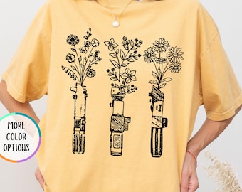 Comfort Colors® Floral Lightsaber Shirt, Disney Star Wars Shirt, Galaxy's Edge Tshirt,Floral Star Wars Tee, Star Wars Gift,Disney Trip Shirt