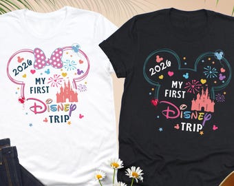 Custom My First Trip to Disney Shirt, Family Trip 2026, Disneyland Woman Gift, Kids Birthday Shirt, Mickey & Friends Tee, Girls Trip Shirt