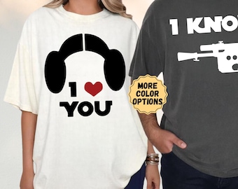 Comfort Colors® Star Wars I Love You I Know Shirt, Princess Leia Han Solo Couple Shirt, Galaxy's Edge Trip Tee, Disneyworld Trip Shirt