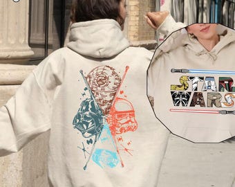Star Wars Two Sides Sweatshirt, Star Wars Characters Hoodie, Galaxy Wars Sweatshirt, May The Force Be With You Sweater, Disney Vacation Gift
