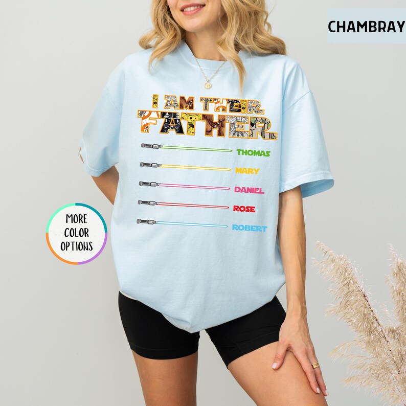 Camiseta Comfort Colors® personalizada "Soy su padre", camiseta infantil personalizada con nombre y sable de luz, camiseta de Star Wars para papá, camiseta "Vida de papá", camiseta del Día del Padre imagen 17