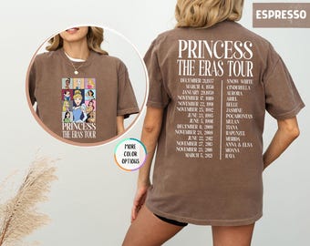 Comfort Colors® Disney Princess Eras Tour Shirt,  Princess Characters Tee, Girls Trip Shirt, Family Birthday Gift, Disneyland Woman Shirt