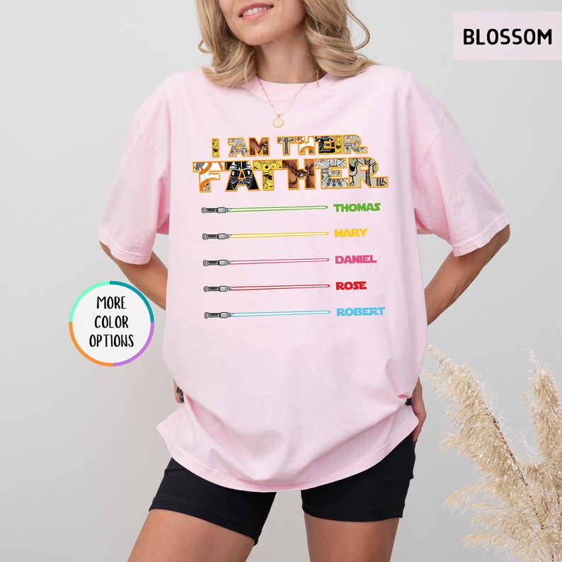 Camiseta Comfort Colors® personalizada "Soy su padre", camiseta infantil personalizada con nombre y sable de luz, camiseta de Star Wars para papá, camiseta "Vida de papá", camiseta del Día del Padre imagen 16
