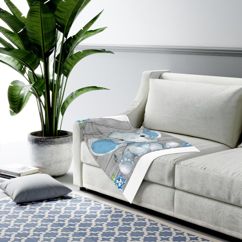 Baby Boy Swaddle Blanket Blue Elephant Print Baby Boy Nursery Decor