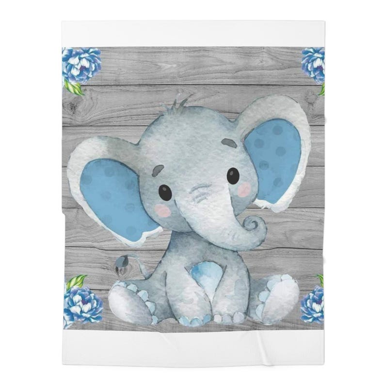 Baby Boy Swaddle Blanket Blue Elephant Print Baby Boy Nursery Decor
