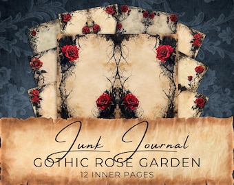 Gothic Rose Junk Journal Pages: Dark Cottagecore Digital Paper ...