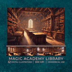 Magic Academy Library Illustrations: Fantasy School Classroom (Digital Download) fan37