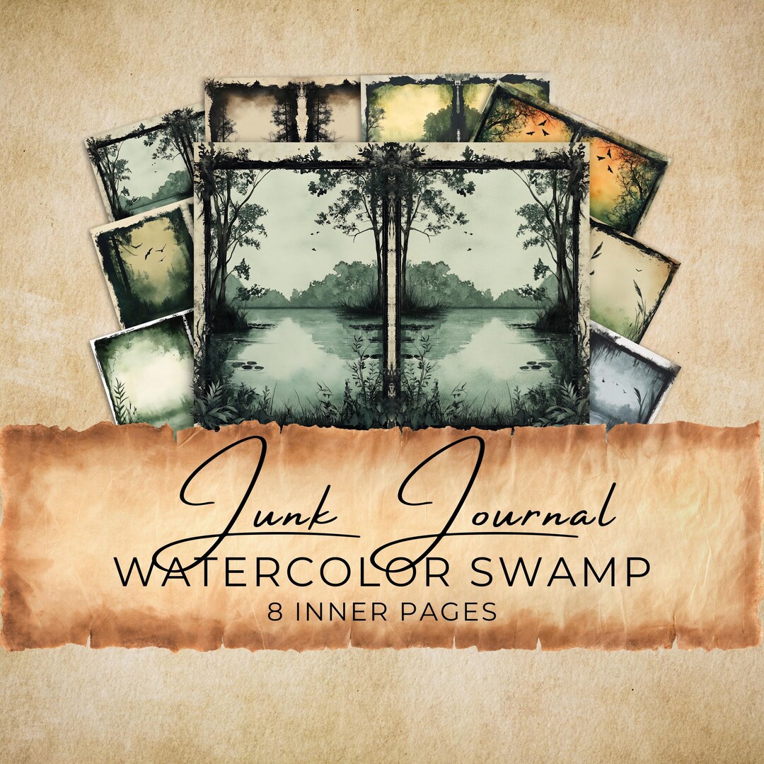 Junk Journal Swamp Watercolor Pages | Commercial Use | Illustrated ...