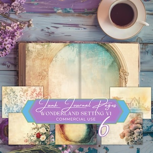 kit de journal indésirable au pays des merveilles, éphémères de scrapbooking imprimable, page numérique, conte de fées fantastique, miroir, art de champignon coloré, fan37