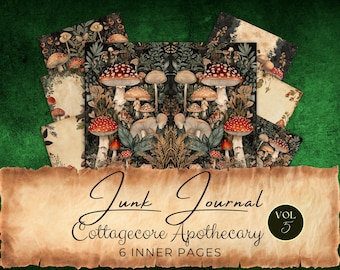 Apothecary Junk Journal Pages: Mushroom Collage Sheet (Digital Download) fan37