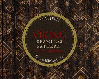 Viking Seamless Pattern, Digital Paper, Norse Mythology, Fantasy Junk Journal, Wooden Knotwork, TTRPG Asset, Commercial Use, NM37