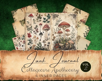Apothecary Junk Journal Pages: Mushroom Collage Sheet (Digital Download) fan37