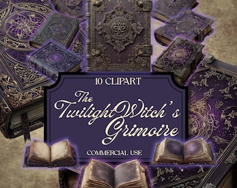Witch Grimoire Clipart: Gothic Spellbooks for Junk Journals (Digital Download) gv37 fan37