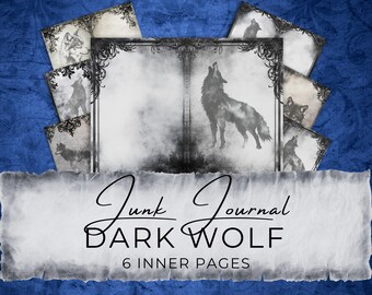 Dark Wolf Junk Journal Seiten: Gothic Scrapbook Papier (Digitaler Download) gv37