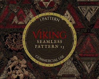 Viking Runes Seamless Pattern, Dark Norse Digital Paper (Commercial Use) NM37