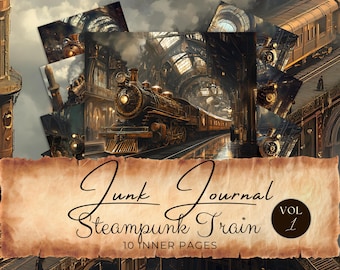 Steampunk Train Station Junk Journal Kit: Vintage Scrapbook Pages (Digital Download) gv37
