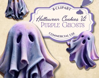 Pastel Halloween Cookie Clipart: Pink Purple Ghost Designs (Digital Download, Commercial Use License Included) hal37