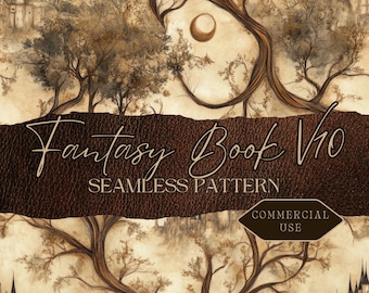 Fantasy Castle Seamless Pattern: Medieval Book Texture (JPG, PDF) fan37
