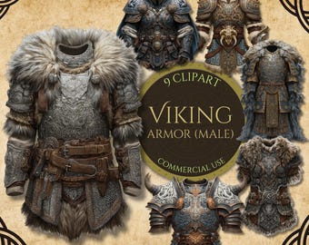 Vikingarrustning Clipart: Nordisk outfit PNGs för skräpjournaler (digital nedladdning) nm37