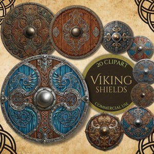 viking shield clipart, norse mythology, round buckler png, fantasy battle items, medieval armor, junk journal ephemera, commercial use, nm37