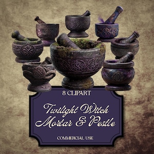 Häxig mortel och stöt Clipart: Gotiska trolldryckverktyg (digital nedladdning av PNG) gv37 fan37