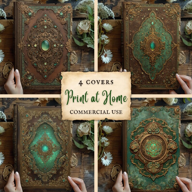 Junk Journal Book Covers, Forest Grimoire, Printable Spell Book, Witchy ...