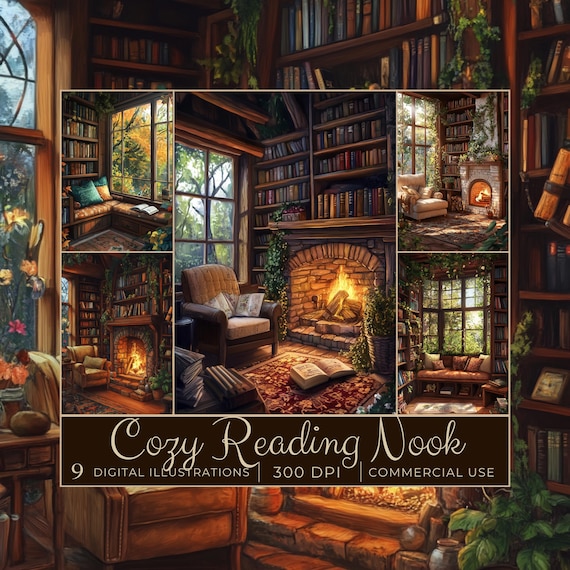 Cozy Reading Nook Junk Journal: Cottagecore Digital Art (Commercial Use) cc337