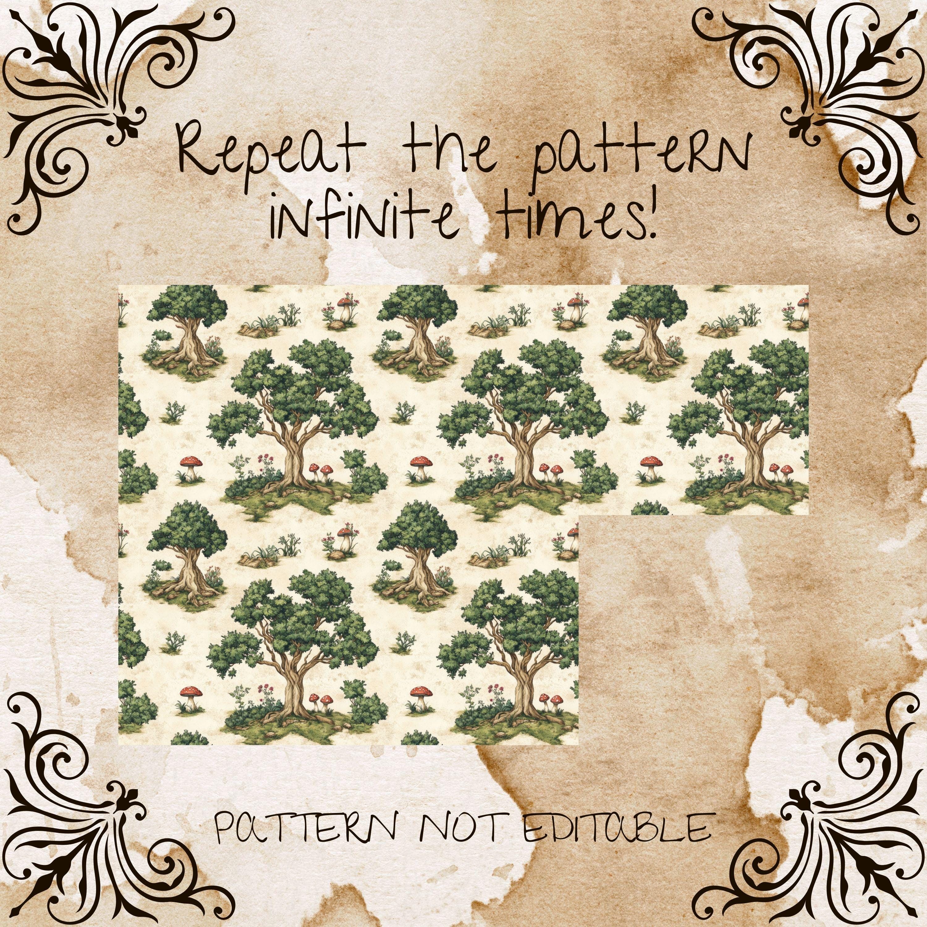 Fairy Tale Seamless Pattern: Vintage Storybook Illustration (JPG ...