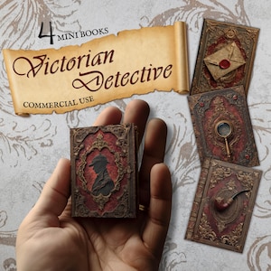 Victorian Detective Mini Books, Printable Miniature, Junk Journal Insert, Mystery Craft, Gothic Journal, Dark Academia, Commercial Use, GV37
