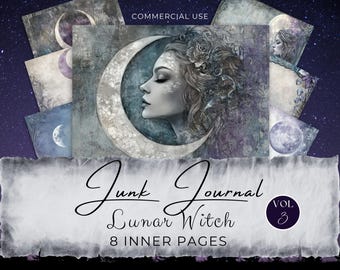 Lunar Witch Junk Journal Pages: Moon Phase Scrapbook (Digital Download) fan37