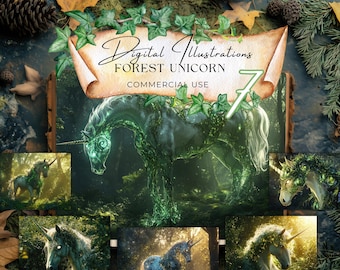 Unicorn Junk Journal Kit: Fantasy Illustration Pages (Commercial Use, Digital Download, 7 JPGs) fan37