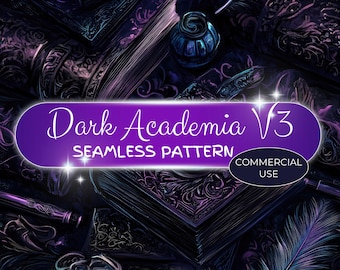 Dark Academia Seamless Pattern: Vintage Books & Potions (Digital Download) gv37 fan37