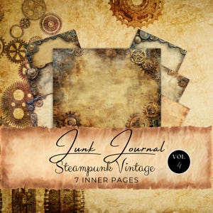 Steampunk Junk Journal Bündel | Kommerzielle Nutzung | x7 Scrapbook Papier | Vintage Pergament, viktorianisches Industrie-Thema | Sofortiger Download EV37