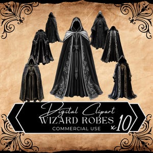 clipart de escola de magia, túnica de mago, recurso ttrpg, campanha de rpg, fantasia medieval, ferramentas de mestre de jogo, clipart de bruxa, uso comercial, FAN37