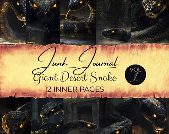 Snake Junk Journal Pages: Giant Desert Serpent Illustrations (Commercial Use) fan37