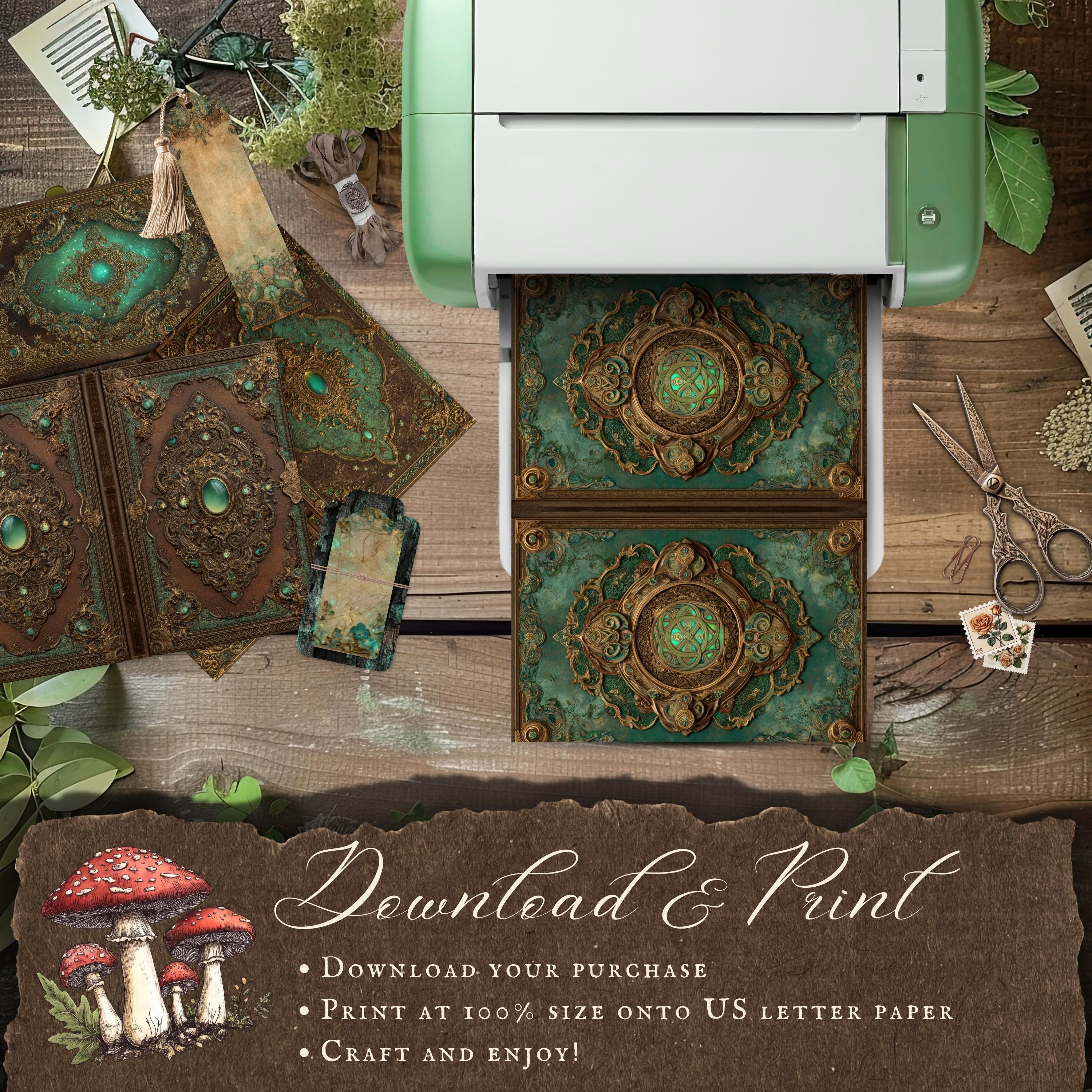 Junk Journal Book Covers, Forest Grimoire, Printable Spell Book, Witchy ...