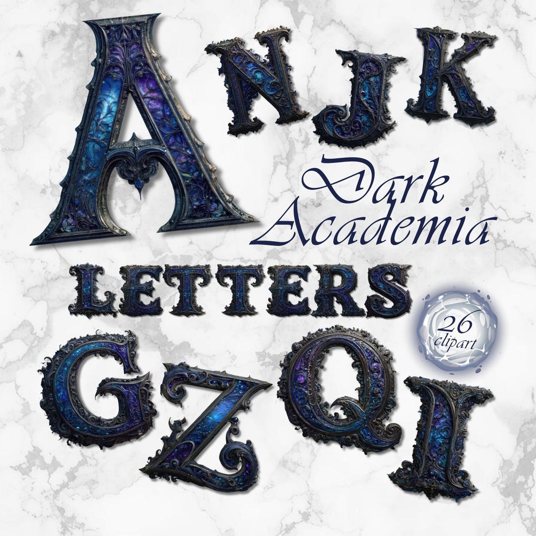 Dark Academia Letters Clipart, Wizard School Theme, Gothic Victorian ...