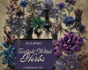 Mystical Herb Clipart: Witchcraft Potion Ingredients, Botanical Ephemera (PNG Files) fan37